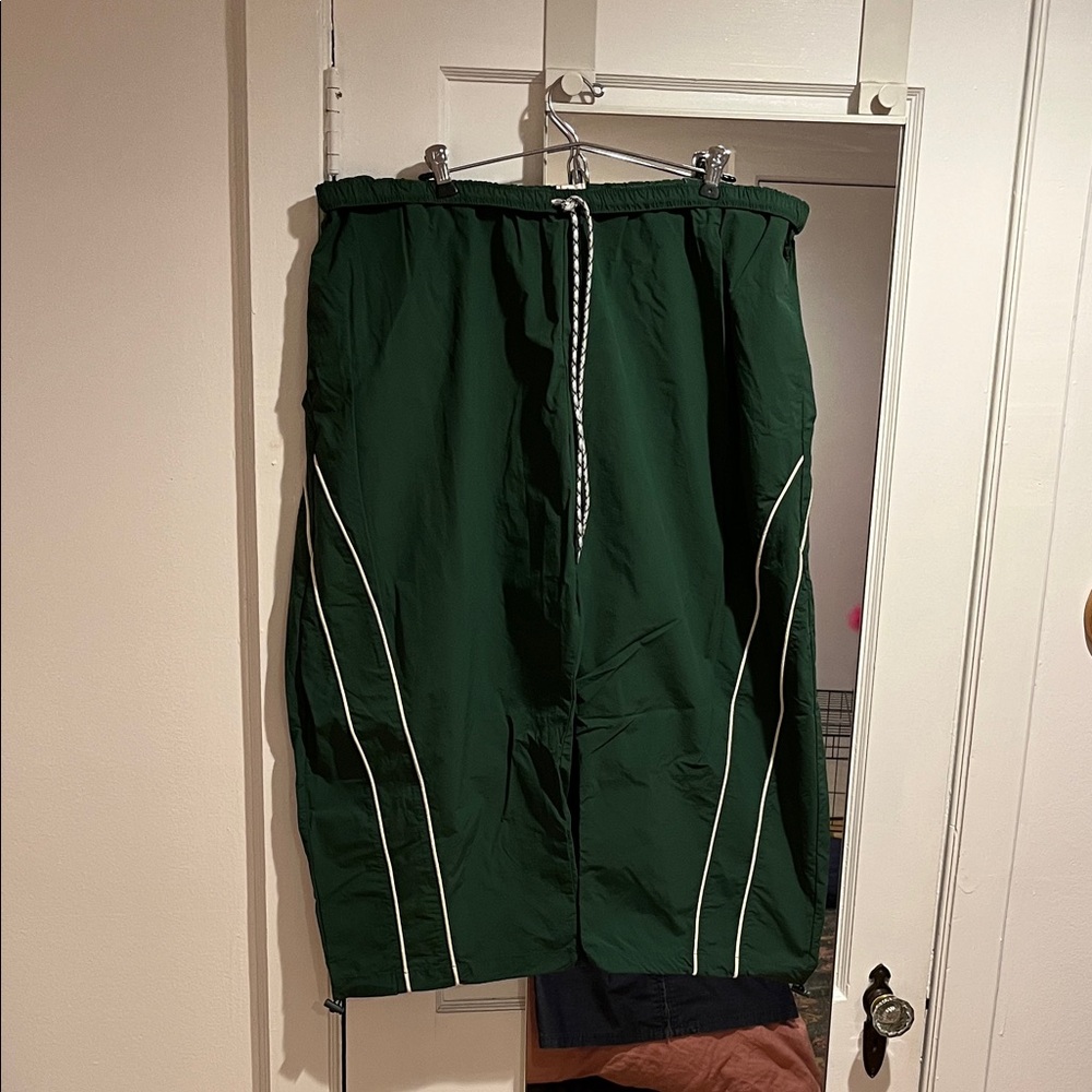 BDG Forest Green Track Style Pants  with White Details